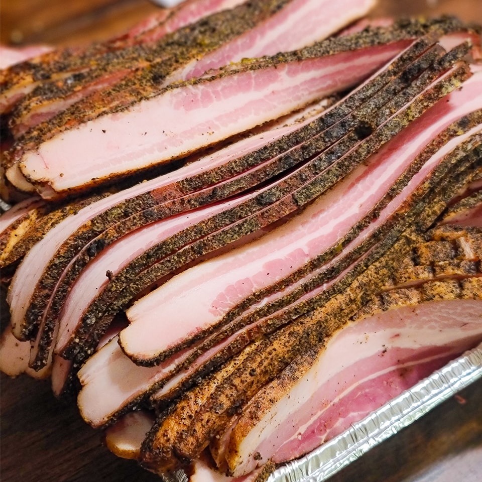 Cherry Wood Smoked Bacon - Holiday Spice - Pasatiempo Barbecue